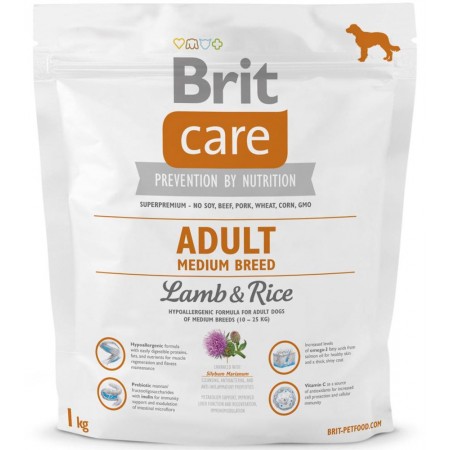 Brit Care (Брит Кеа) Adult Medium Breed (1 кг) корм для взрослых собак средних пород с ягненком и рисом